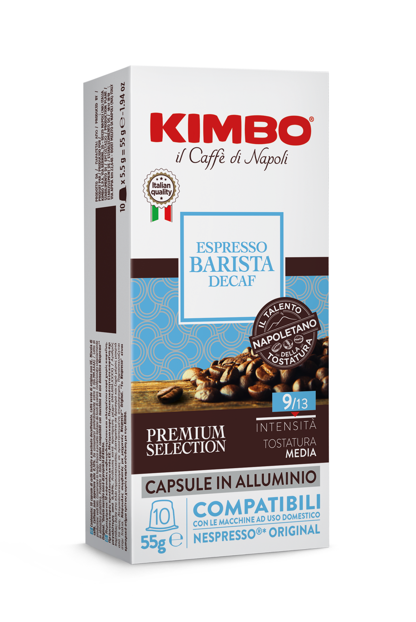Kimbo Decaffeinated Aluminium Nespresso ®* Compatible Capsules 55g