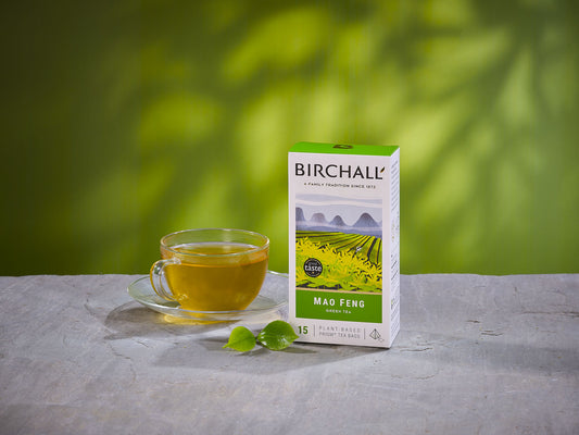 Birchall Mao Feng Green Tea - 15 Plant-Based Prism Tea Bags